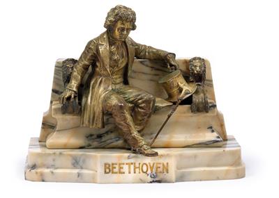 T. Curts, Beethoven sitting on a stone bench, - Jugendstil e arte applicata del XX secolo
