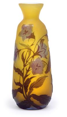 An overlaid and etched glass vase with flower branches by Gallé, - Secese a umění 20. století