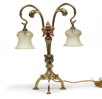 A two-light table lamp, - Jugendstil e arte applicata del XX secolo