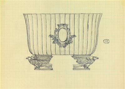 Josef Hoffmann, Three preparatory sketches for decorative art objects, - Jugendstil e arte applicata del XX secolo