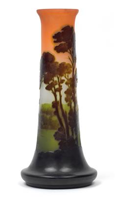 An overlaid and etched vase with a lakeside landscape by Gallé, - Jugendstil and 20th Century Arts and Crafts