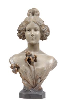 Affortunato Gory, Bust of a girl with iris, - Jugendstil and 20th Century Arts and Crafts