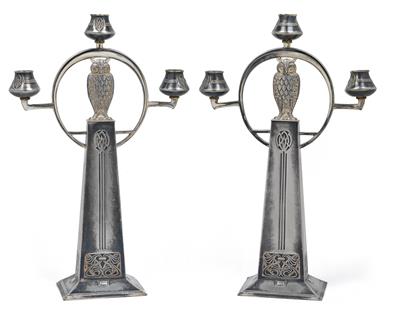 A pair of WMF three-arm girandoles no. 83, - Jugendstil and 20th Century Arts and Crafts