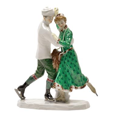 Alfred König (Rudolstadt 1871-1940 Meissen), Two dancing ice skaters, - Jugendstil e arte applicata del XX secolo