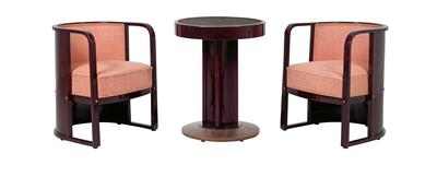 Josef Hoffmann, Zwei Fauteuils Nr. 421 und Tisch Nr. 675, - Jugendstil und angewandte Kunst des 20. Jahrhunderts