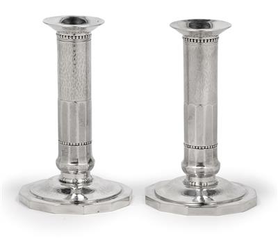 A pair of candleholders by Georg Jensen, - Jugendstil and 20th Century Arts and Crafts