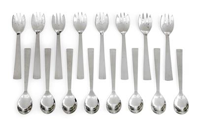 Eight dessert forks and eight dessert spoons from Germany, - Secese a umění 20. století