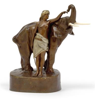 Erich Schmidt-Kestner (1877-1941), Orientalin mit Elefant, - Jugendstil und Kunsthandwerk des 20. Jahrhunderts