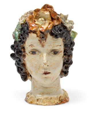 Susi Singer (Vienna 1891-1965 California), A girl’s head with a garland of flowers, - Jugendstil e arte applicata del XX secolo