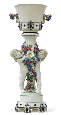 Carl Klimt, A cachepot on a column with two sculptural putti and floral tendrils, - Jugendstil and 20th Century Arts and Crafts