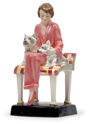 Josef Lorenzl, Sitzendes Mädchen mit zwei Hunden, - Jugendstil und angewandte Kunst des 20. Jahrhunderts