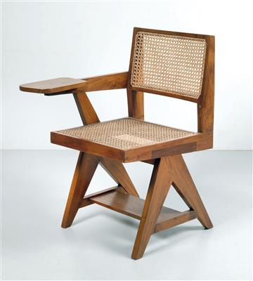 "Writing chair", designed by Pierre Jeanneret for the administration buildings in Chandigarh, c. 1950, - Jugendstil e arte applicata del XX secolo