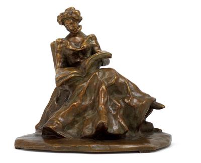 Jean Eugène Dejean (France, 1872-1953), seated female figure reading, designed c. 1902, - Jugendstil and 20th Century Arts and Crafts