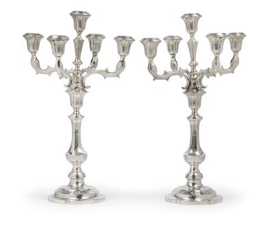 A pair of five-armed candelabra, Vienna, 1872-1922, - Jugendstil and 20th Century Arts and Crafts