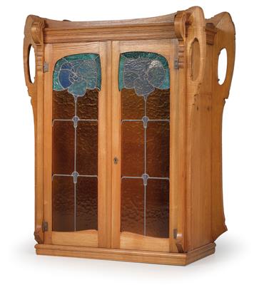 Victor Horta, leadlight wall cabinet by Raphael Evaldres, from Dubois House, Belgium, 1901 - Secese a umění 20. století