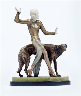 Josef Lorenzl, a woman with a hunting dog, Vienna, c. 1930 - Secese a umění 20. století