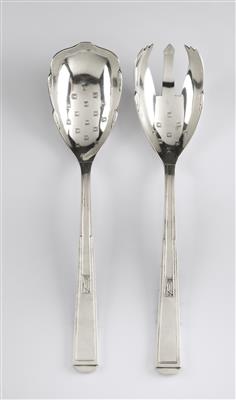 Joseph Maria Olbrich, salad servers, model no. 2000, designed in 1901, executed by Wellner, Auer, Besteck- und Silberwarenwerk, Saxony - Jugendstil and 20th Century Arts and Crafts