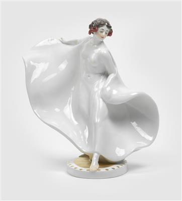 Theodor Eichler (Oberspaar 1868-1946 Meissen), a female dancer, Loie Fuller, designed in 1911, executed by Meissen Porcelain Factory, 1934/47 - Jugendstil and 20th Century Arts and Crafts