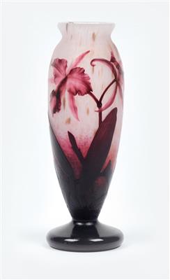 Vase mit Orchideen, Daum, Nancy, um 1910/15 - Jugendstil und Kunsthandwerk des 20. Jahrhunderts