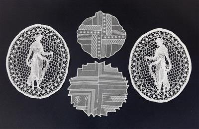 Two pieces of oval bobbin lace: attributed to Reni Schaschl, a lace doily: Mathilde Flögl and a lace doily, Wiener Werkstätte, c. 1920/22 - Secese a umění 20. století