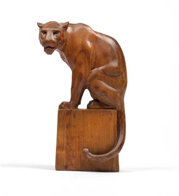 Franz Barwig der Ältere (Neutischein 1868-1931 Wien), Sitzender Panther, Entwurf: um 1906, Ausführung: um 1920 - Jugendstil und Kunsthandwerk des 20. Jahrhunderts