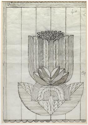 Josef Hoffmann, zwei Dekorentwürfe, Wiener Werkstätte, um 1925 - Jugendstil und Kunsthandwerk des 20. Jahrhunderts