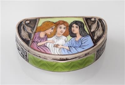 Josef Maria Auchentaller (Vienna 1865- 1949 Grado), a small silver box with polychromed enamel image, designed c. 1898/1900, executed by Georg Adam Scheid, Vienna, by 1922 - Secese a umění 20. století