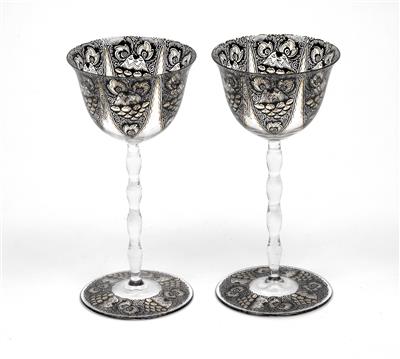 Karl Massanetz (Steinschönau 1890-1918 Lämmerle), a pair of liqueur glasses, Werkstatt Karl Massanetz, Steinschönau, for J.  &  L. Lobmeyr, Vienna, 1914 - Jugendstil and 20th Century Arts and Crafts