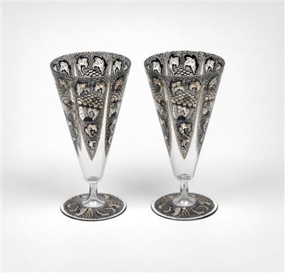 Karl Massanetz (Steinschönau 1890-1918 Lämmerle), a pair of drinking glasses, Werkstatt Karl Massanetz, Steinschönau, for J. & L. Lobmeyr, Vienna, 1914 - Jugendstil and 20th Century Arts and Crafts