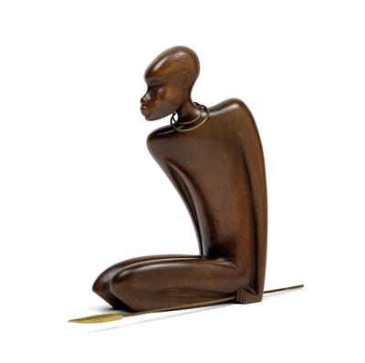 A seated African man with spear, Werkstätten Hagenauer, Vienna - Jugendstil and 20th Century Arts and Crafts