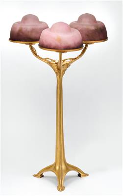 A table lamp, Louis Majorelle, Nancy, c. 1904 with three lampshades by Daum, Nancy, c. 1925 - Jugendstil and 20th Century Arts and Crafts