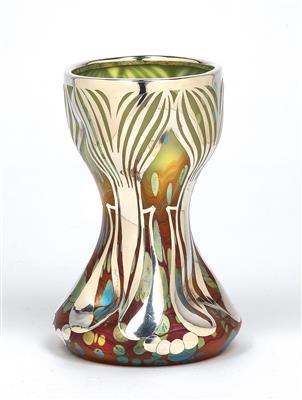 Vase mit galvanoplastischem Silberdekor, Johann Lötz Witwe, Klostermühle, um 1903 - Jugendstil und Kunsthandwerk des 20. Jahrhunderts