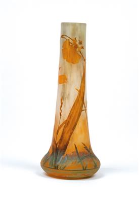 Vase mit Orchideen, Daum, Nancy, um 1910/15 - Jugendstil und Kunsthandwerk des 20. Jahrhunderts