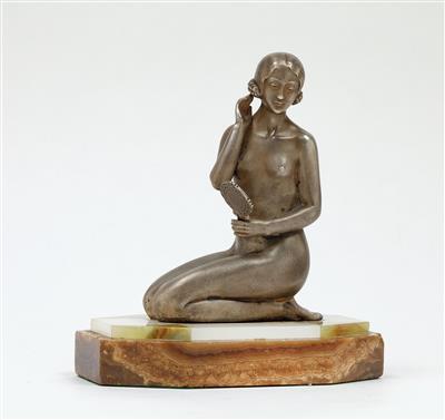 A. Sadoux-Boundeau, a seated female nude looking in the mirror, c. 1920 - Jugendstil e arte applicata del XX secolo