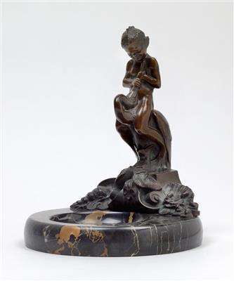 F. Rieder, sea child on a heron, seated before a bowl, c. 1900/20 - Secese a umění 20. století