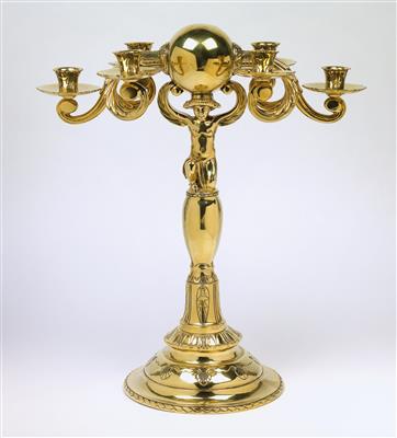 A large six-arm candelabrum with a caryatid in the manner of Otto Prutscher, Vienna, c. 1920 - Jugendstil e arte applicata del XX secolo