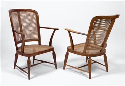 Josef Frank, two armchairs, c. 1928, exhibited: Wiener Raumkünstler, 1929/30. This model was used for, among others, Krasny’s house, 1927/28, Dr. Wilhelm Blitz’s apartment, 1929/30, Beer’s house, 1929/30, and Cohen’s apartment, 1932. - Jugendstil e arte applicata del XX secolo