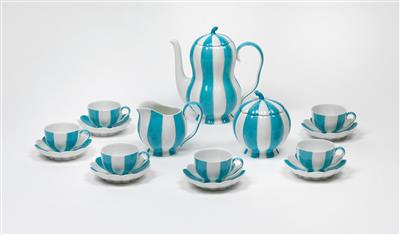 Josef Hoffmann, a mocha service in melon shape, for six persons, designed in 1929, executed by Vienna Porcelain Factory, Augarten - Secese a umění 20. století