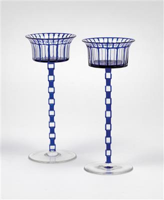 Otto Prutscher, a pair of goblets, designed c. 1907, executed by Meyr’s Neffe, Adolf, merchant-employer: E. Bakalowits, Söhne, Vienna - Jugendstil e arte applicata del XX secolo