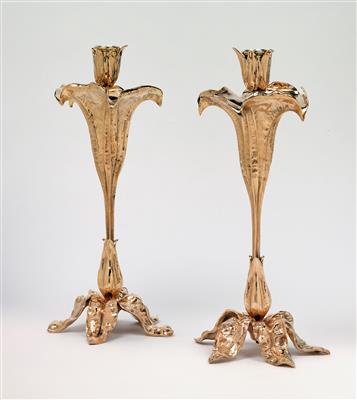 A pair of candleholders in the form of blossoms, France, c. 1900 - Jugendstil and 20th Century Arts and Crafts