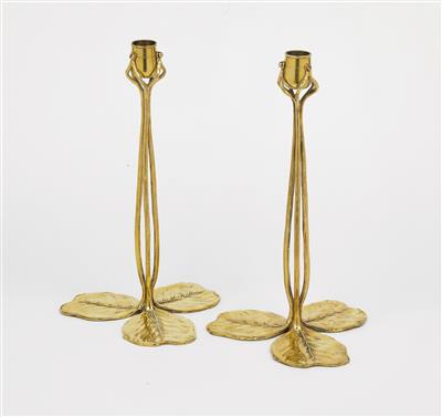 Richard Müller, a pair of candlesticks, designed c. 1900, executed by K. M. Seifert & Co., Saxony - Jugendstil e arte applicata del XX secolo