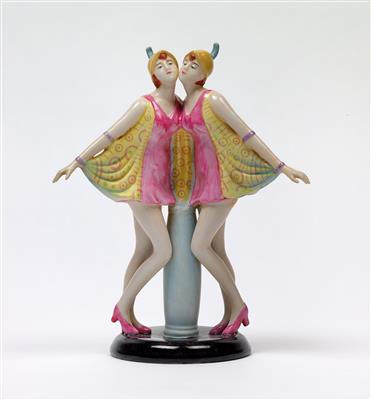 Stefan Dakon (Austria, 1904–1992), “The Dolly Sisters”, Vienna Porcelain Factory Josef Böck, 1926 - Jugendstil and 20th Century Arts and Crafts