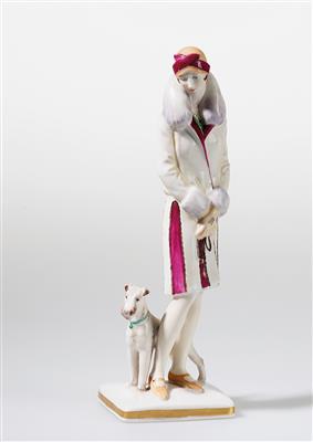 A lady with a dog, Schwarzburger Werkstätten für Porzellankunst, c. 1926 - Secese a umění 20. století