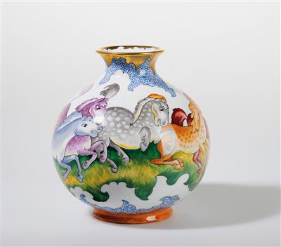 Franz von Zülow (1883 Vienna 1963), a vase with horse décor, designed: c. 1925, early production by Augarten Porcelain Manufactory, Vienna - Secese a umění 20. století