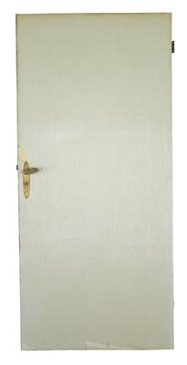 Josef Hoffmann, zweiseitige Türklinken mit Beschlägen auf einer nachträglich bemalten Tür von einer Einrichtung in Langenzersdorf, Niederösterreich, um 1909 - Jugendstil und angewandte Kunst des 20. Jahrhunderts