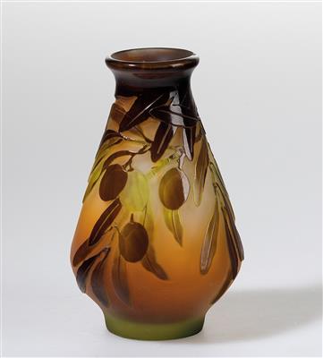 A vase with olives and olive twigs, Emile Gallé, Nancy, c. 1905–10 - Jugendstil and 20th Century Arts and Crafts