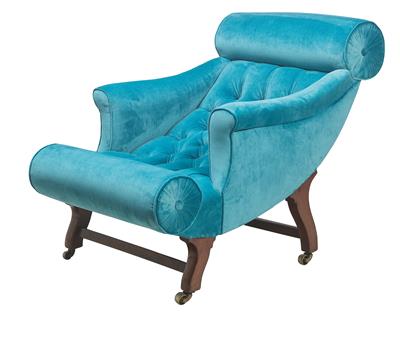 Adolf Loos, "Knieschwimmer"-Fauteuil,  Variante verwendet u. a. für die Wohnungen Arthur und Leonie Friedmann, - Jugendstil u. angewandte Kunst d. 20. Jahrhunderts