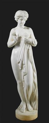 Antonio Frilli, a female figure standing, with drapery and a covered jar,  designed in Italy in c. 1900 - Jugendstil and 20th Century Arts and Crafts