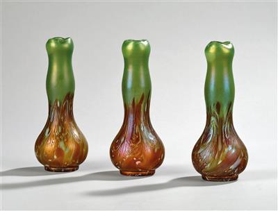 Three vases, Glashüttenwerke Buchenau, Ferdinand von Poschinger, form: c. 1899 - Secese a umění 20. století