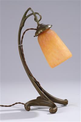 A floral table lamp in the manner of Jules Cayette with a lampshade by Daum, Nancy, c. 1910–15 - Jugendstil and 20th Century Arts and Crafts